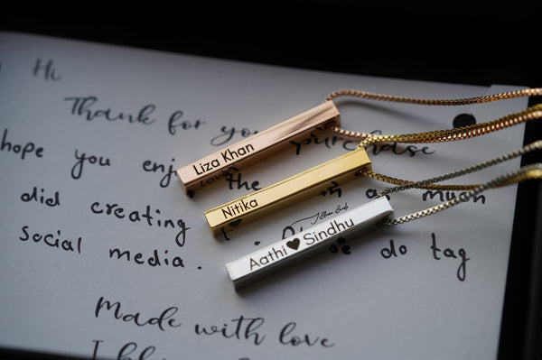 Luca Engraved Vertical Name Bar Necklace - Personalized Custom Pendant –  Grayling